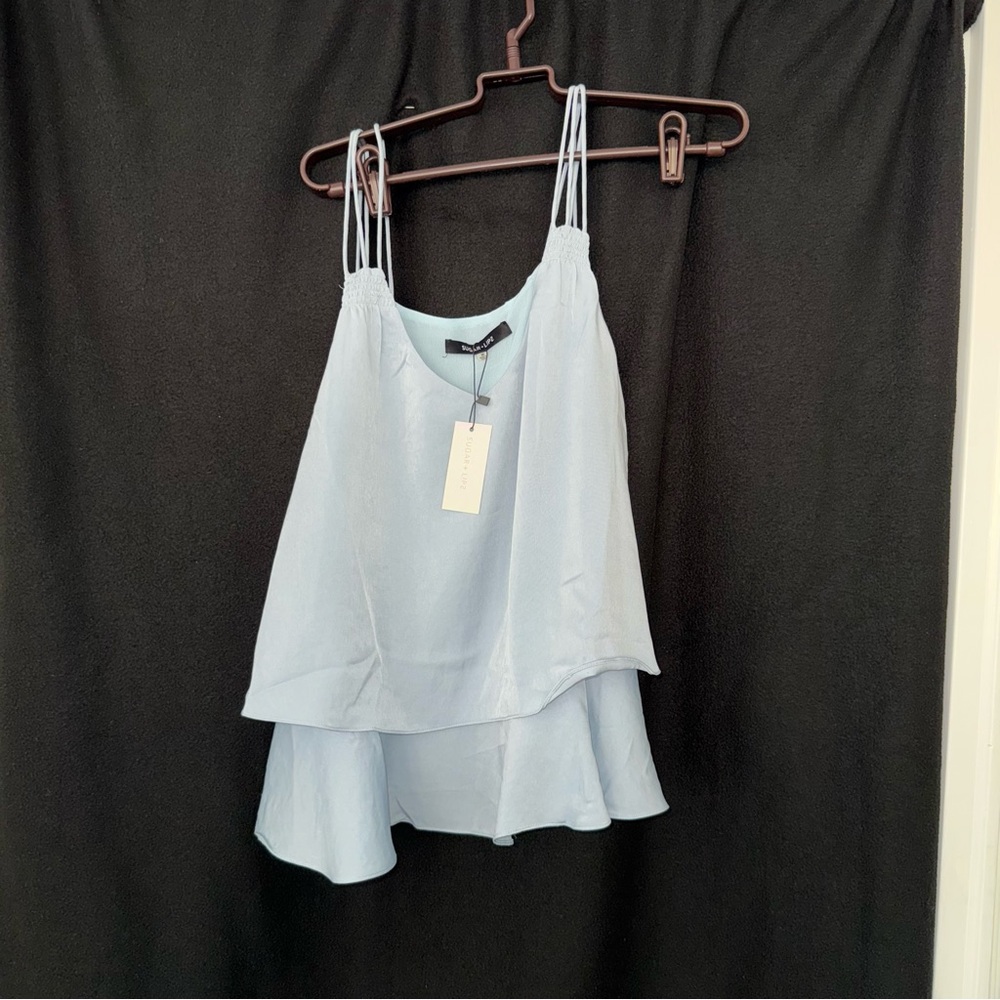 Elegant Light Blue Layered Women's Top